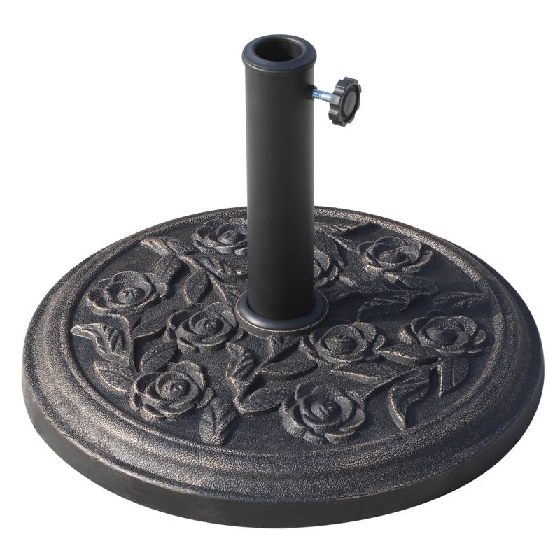 Outsunny Base per Ombrellone 9kg in Resina con Finiture in Bronzo Φ45.5 x 31.5cm Nero
