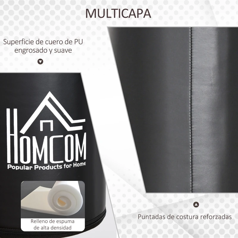 HOMCOM Saco de Boxeo de Pie con Soporte Ajustable en Altura de 3 Niveles Punching Ball con Base Rellenable de Arena 45 kg o Agua 30 kg para Hogar Gimnasio Ø68x150-170 cm Negro