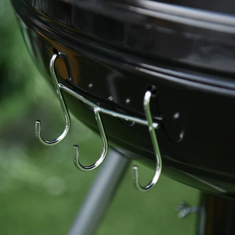 Outsunny Portable Kettle Charcoal Grill W/Wheels, 57Lx63Wx94H cm-Black/Silver