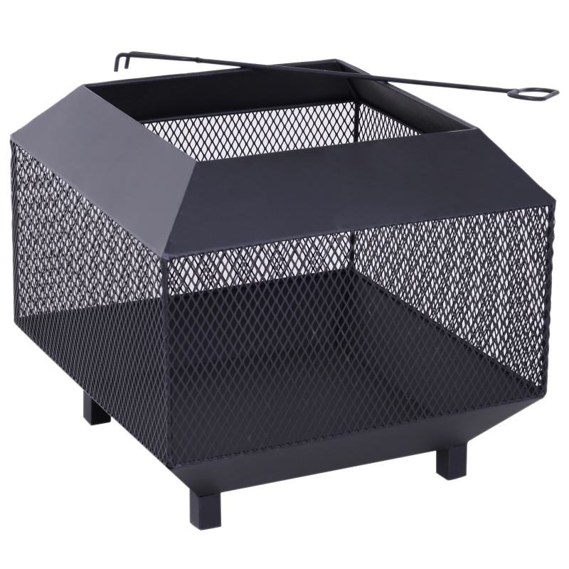 Outsunny Stove Garden Square Fire Pit, Steel-Black