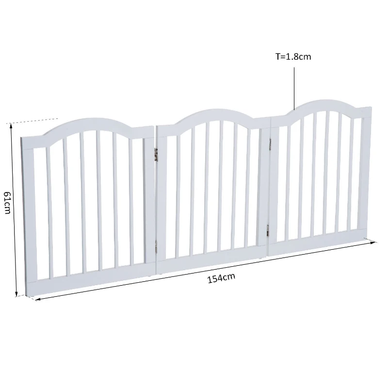 Pawhut Wooden Dog Gate For Stairs Stepover Panel Pet Fence Folding Safety Barrier-White