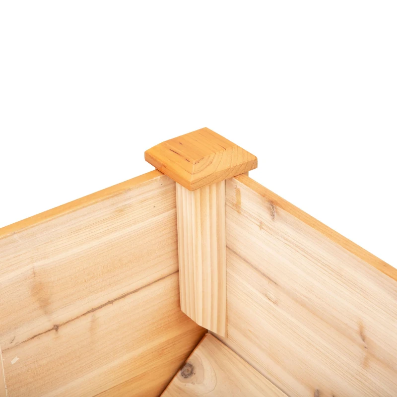 Outsunny macetero elevado de madera macetero para hierbas con agujero de drenaje gancho macetero con patas madera maciza natural 124 x 60 x 81 cm