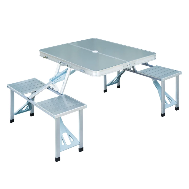 Outsunny Aluminum Portable Picnic Table Chair Set