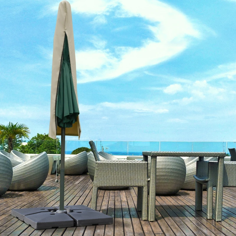 Outsunny Garden Parasol Cover with Rod, Zipper, Khaki