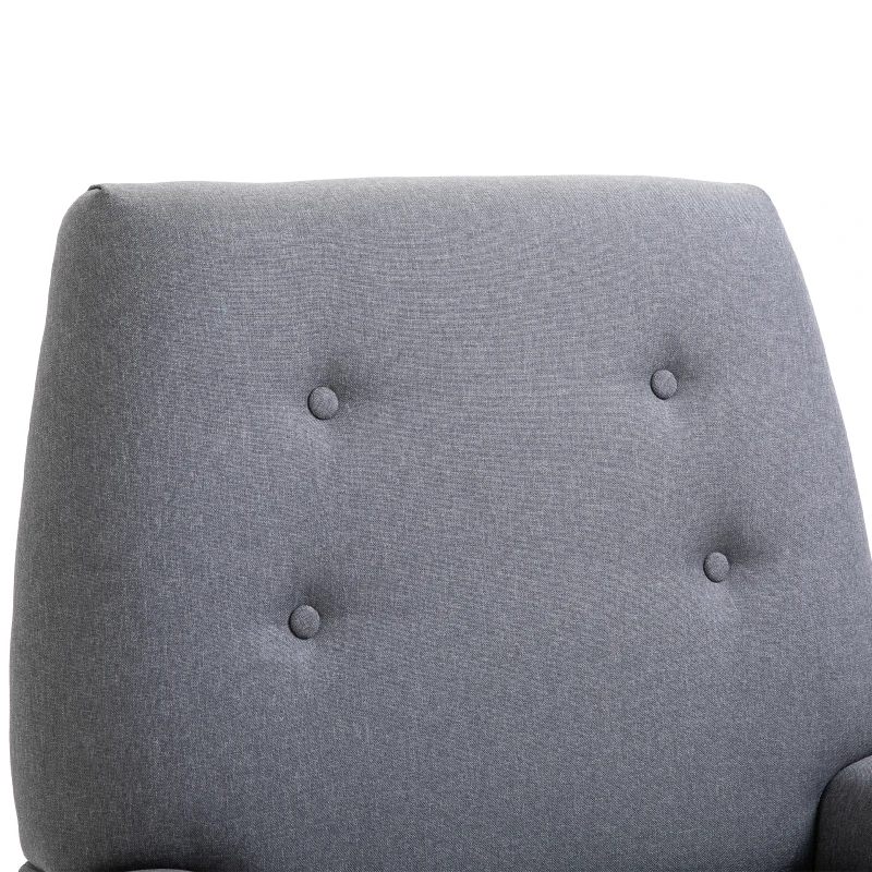 HOMCOM Nordic Single Cushion Padded Chair Wooden Armchair  Button Tufted Seat Sponge Scandinavian Living Room Bedroom