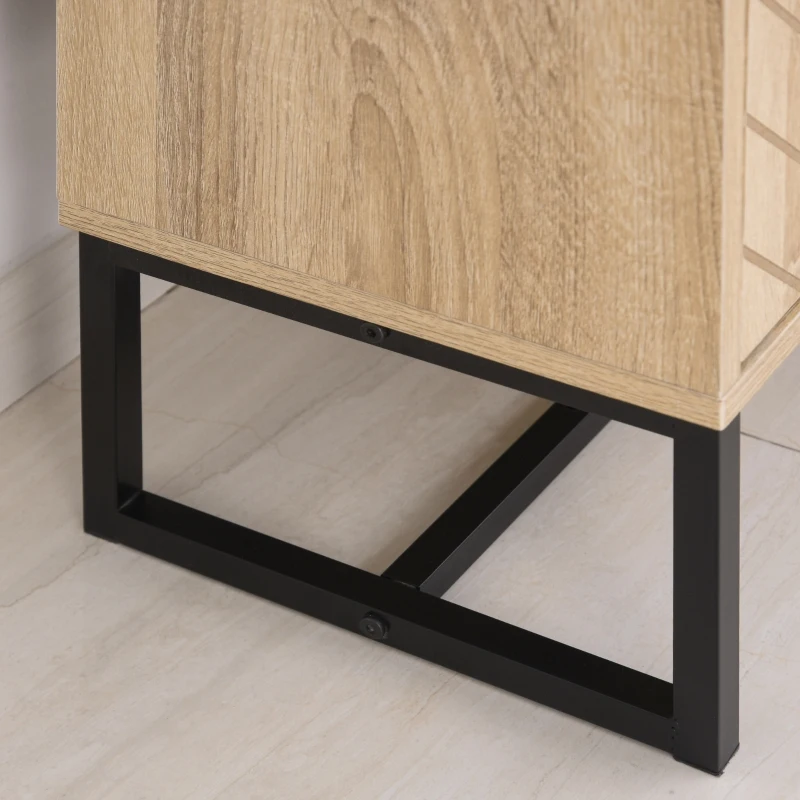 HOMCOM MDF 2-Tier Storage Cabinet Steel Frame Handles Tabletop Unique Home Style Organiser, 80H x 80L x 29.5Wcm-Oak