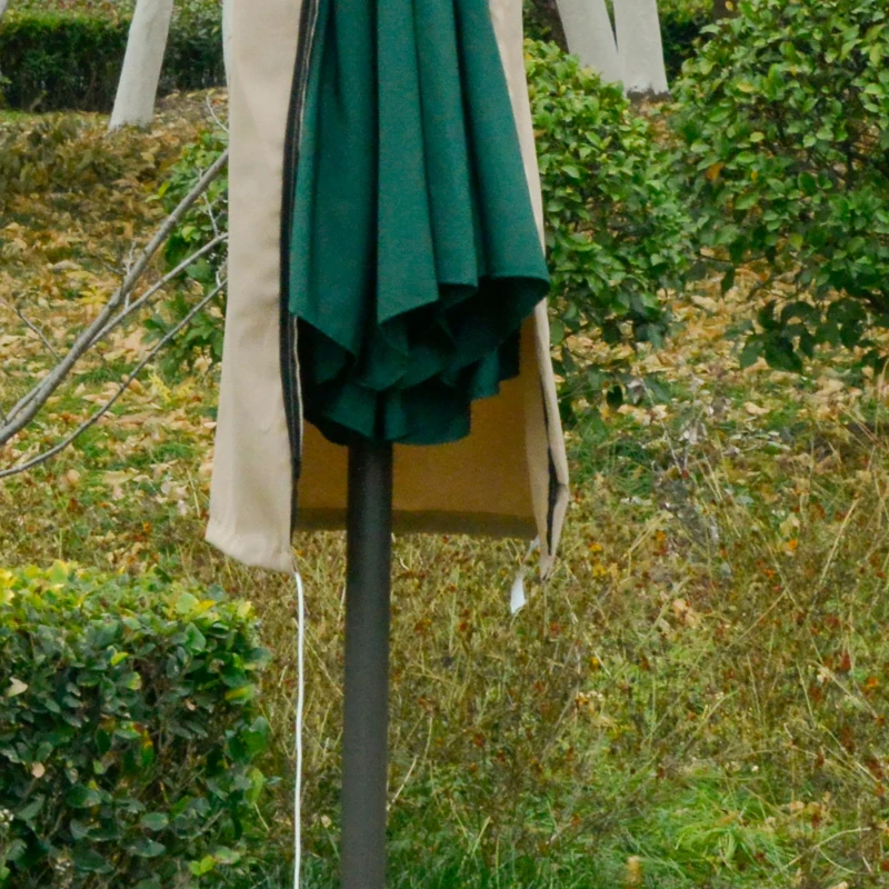 Outsunny Garden Parasol Cover with Rod, Zipper, Khaki