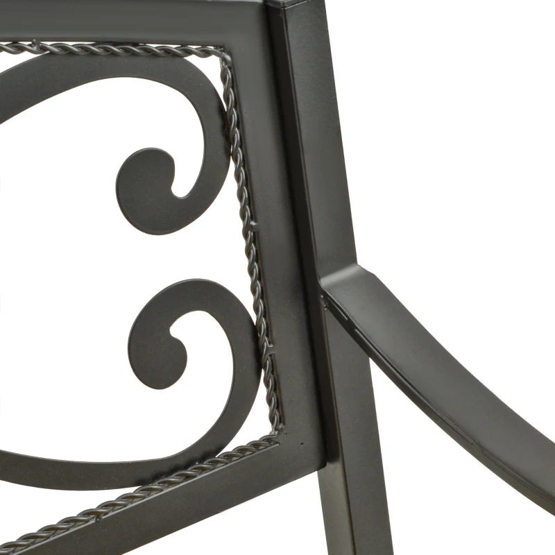 Outsunny ławka ogrodowa 2-osobowa ławka z drewna metalu ławka parkowa do 220 kg ławka na taras z oparciem mebel ogrodowy lite drewno kolor czarny + naturalny 127 x 52 x 88 cm