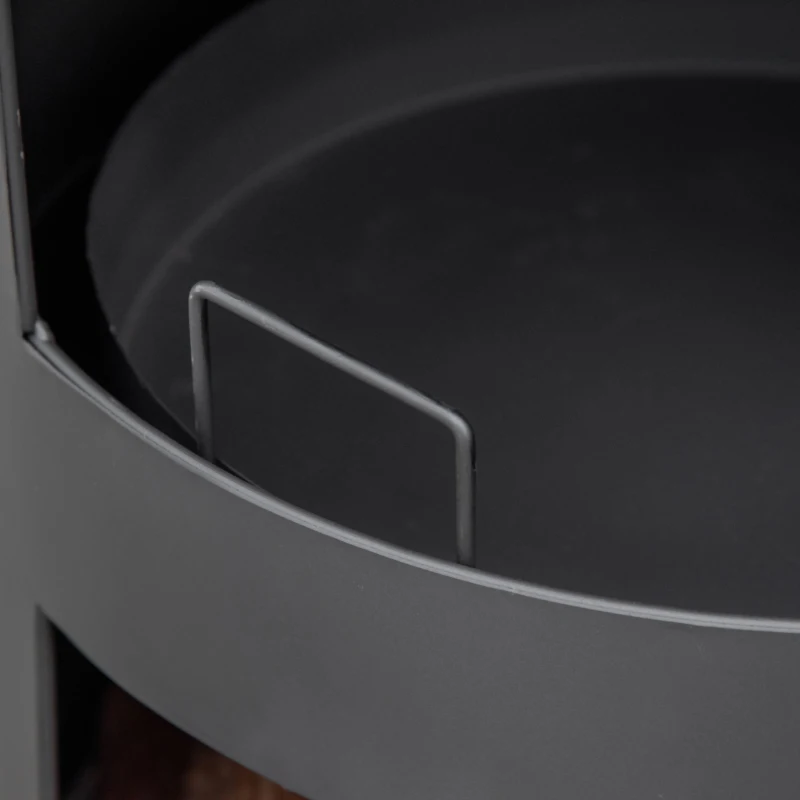 Outsunny semineu de 133 cm inaltime pentru exterior, arzator de gradina, terasa, cu spatiu pentru depozitarea lemnelor si vatrai