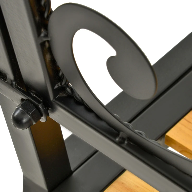 Outsunny ławka ogrodowa 2-osobowa ławka z drewna metalu ławka parkowa do 220 kg ławka na taras z oparciem mebel ogrodowy lite drewno kolor czarny + naturalny 127 x 52 x 88 cm