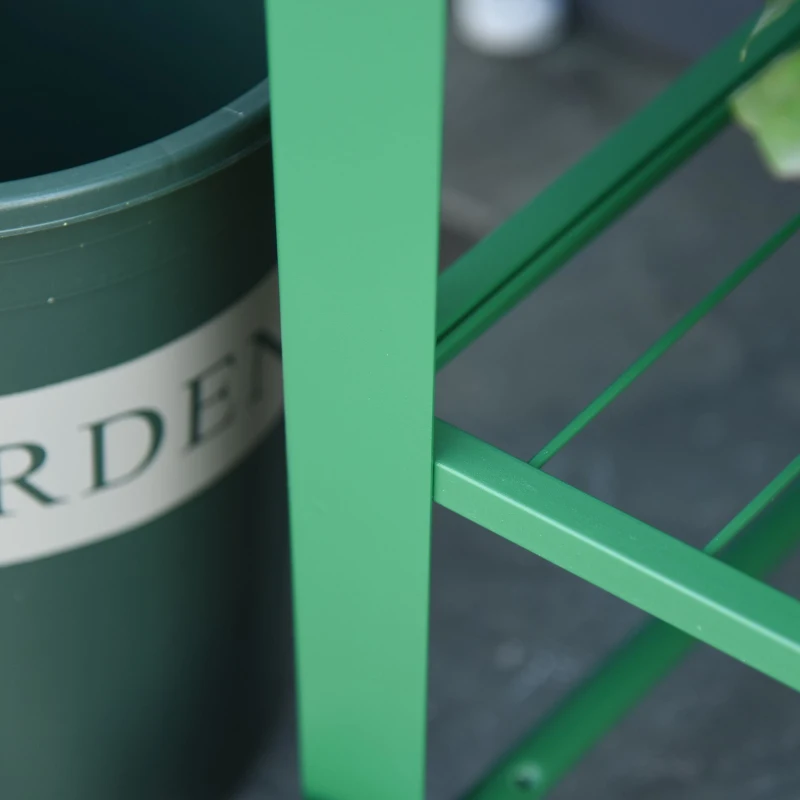 Outsunny verhoogd bed met wielen en plank, metaal, groen, 104 x 39 x 80 cm