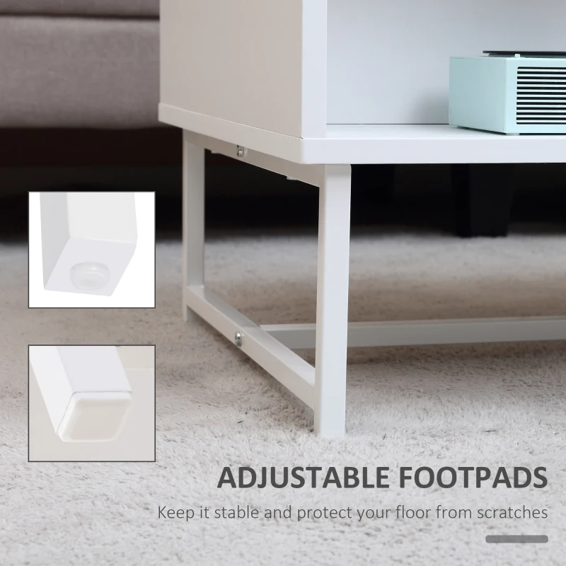 HOMCOM Tavolino da Salotto Rettangolare con Cassetti in Legno e Metallo, 100x50x40cm - Bianco