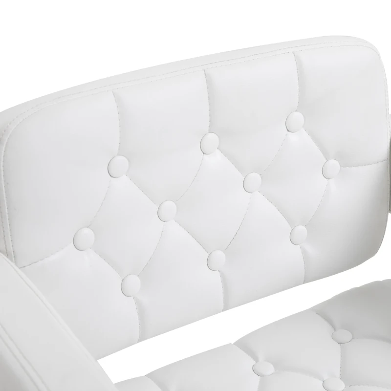 HOMCOM Metal Swivel Bar Stool PU Back Arm Rest Chrome Base Pub Barstool Gas Lift Height Adjustable Kitchen Breakfast Chair Modern Style (White)