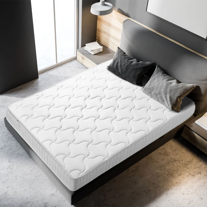 HOMCOM Materasso Matrimoniale 140x190x20 cm in Memory Foam con Molle Insacchettate e Fodera Trapuntata Traspirante