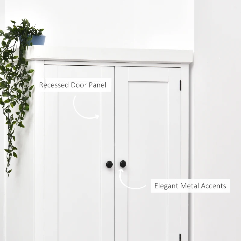 HOMCOM MDF Colonial Freestanding Kitchen Pantry Shelves Cabinet, 76W x 40.5D x 184Hcm-White