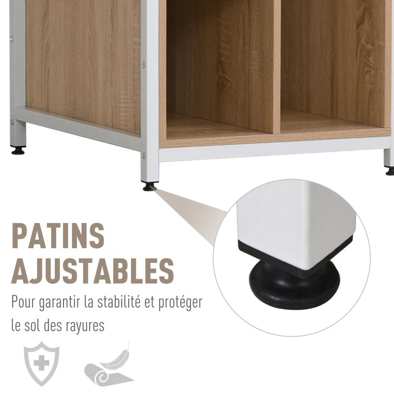 HOMCOM Bureau Informatique multimédia avec Multi-rangements Grand Plateau Panneaux Particules Blanc Aspect chêne