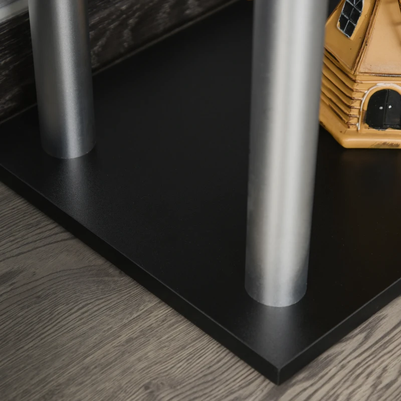 HOMCOM Bureau d'angle Design Contemporain bibliothèque intégrée en S Panneaux Particules Noir Alliage alu.