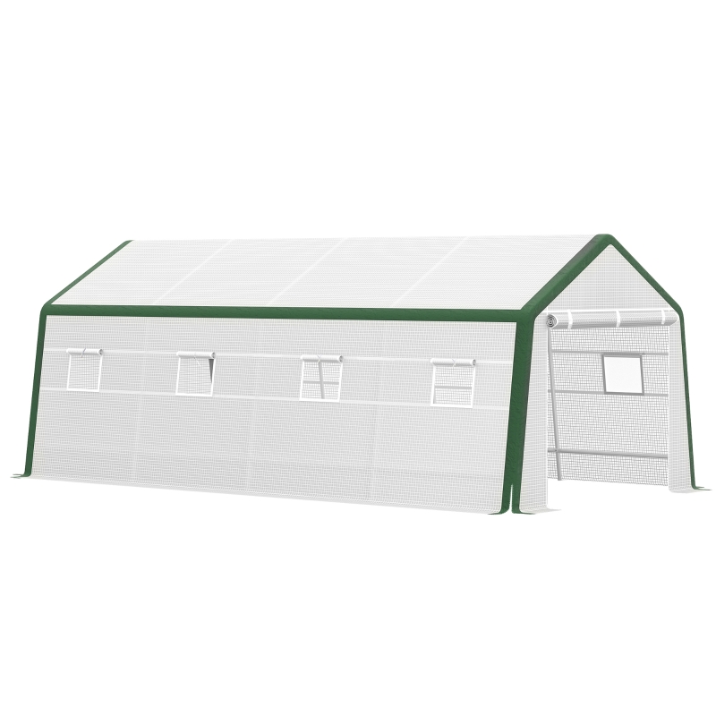 Outsunny Serra da Giardino Serre Agricole con 8 Finestre Copertura in PE Struttura in Acciaio 600x300x240cm