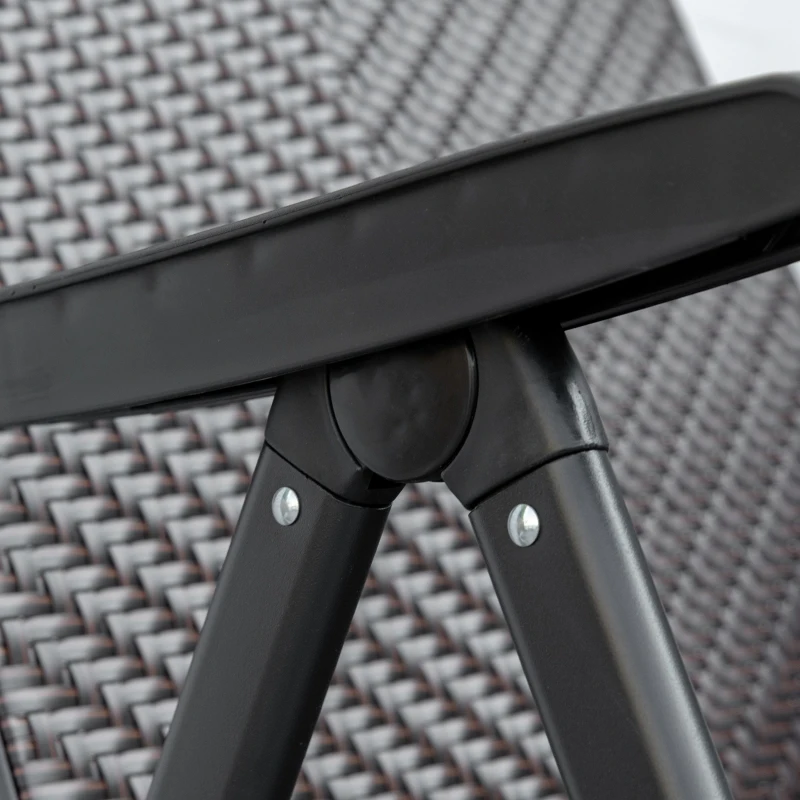 Outsunny Set of Two Folding Garden Chairs, with Seven-Position Adjustable Backs - Brown