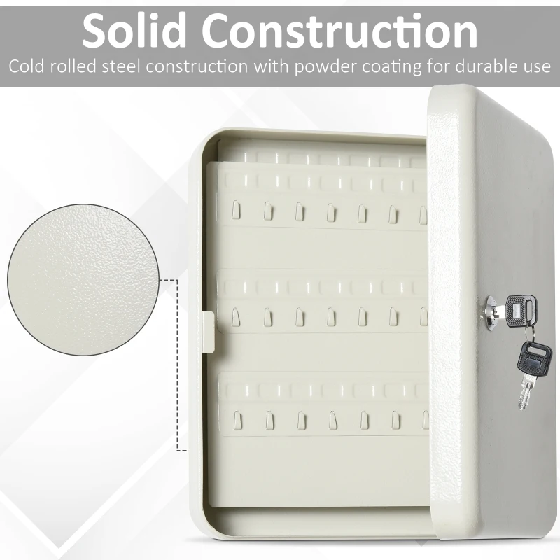 HOMCOM 93 Key Steel Wall Mount Lockable Key Organizer Storage Cabinet with Key Tags, Beige