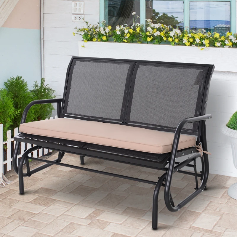 Outsunny 2-Seater Garden Bench Cushion with Ties, Swing Chair Cushion, Replacement Cushion for Outdoor Furniture, 110 x 46 cm, Beige