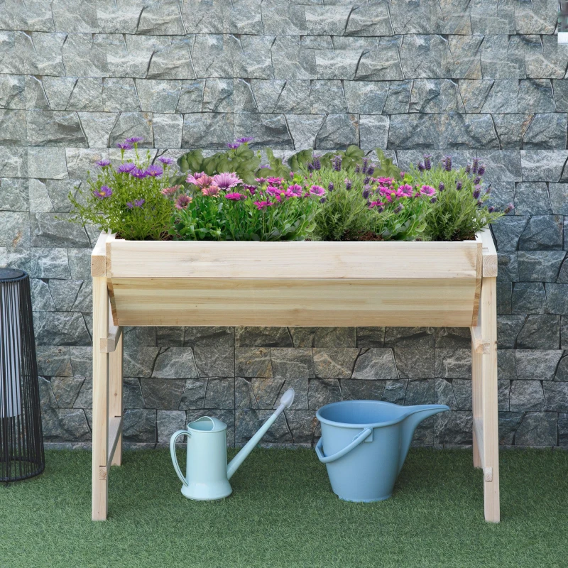 Outsunny Raised Garden Bed, Wooden Elevated Planter Box for Backyard, Patio to Grow Vegetables, Herbs, and Flowers, 108.5cmx60cmx80cm