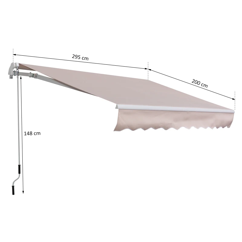 Outsunny Window Awning Canopy Garden Shelter w/ Hand Crank (3 x 2m, Coffee) Outdoor Door Wall Mounted Yard Patio Cover