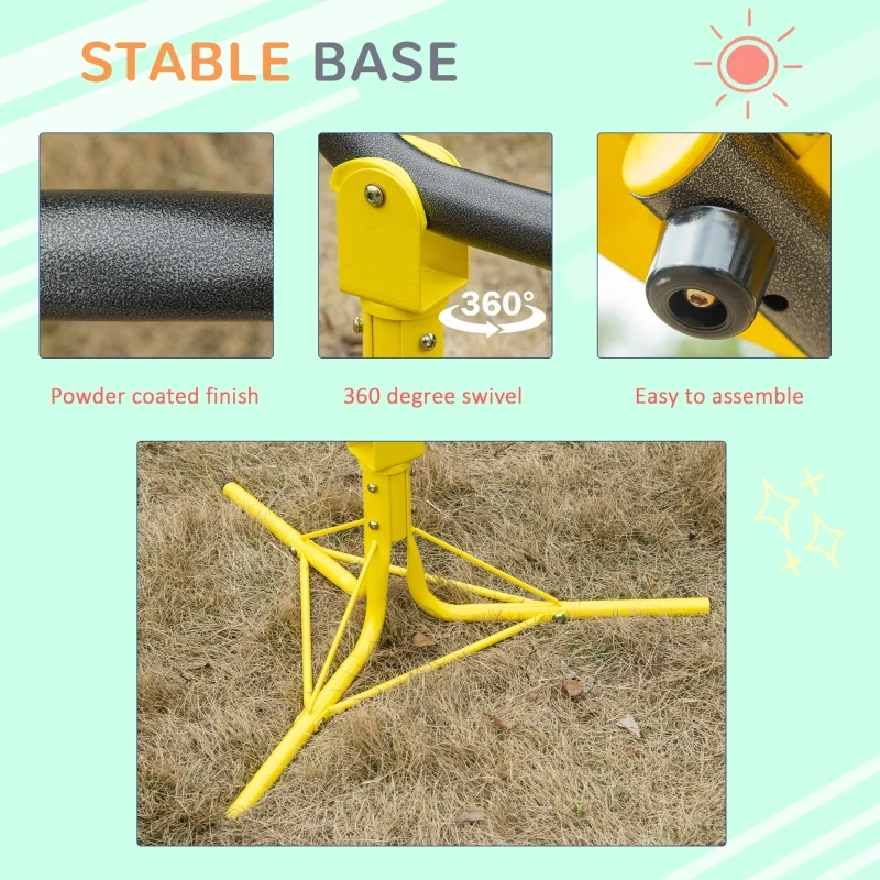 Outsunny 360° Rotating Kids Seesaw Metal Teeter-Totter Children Playground Equipment for Indoors and Outdoors, for Ages 3-7 years, Yellow