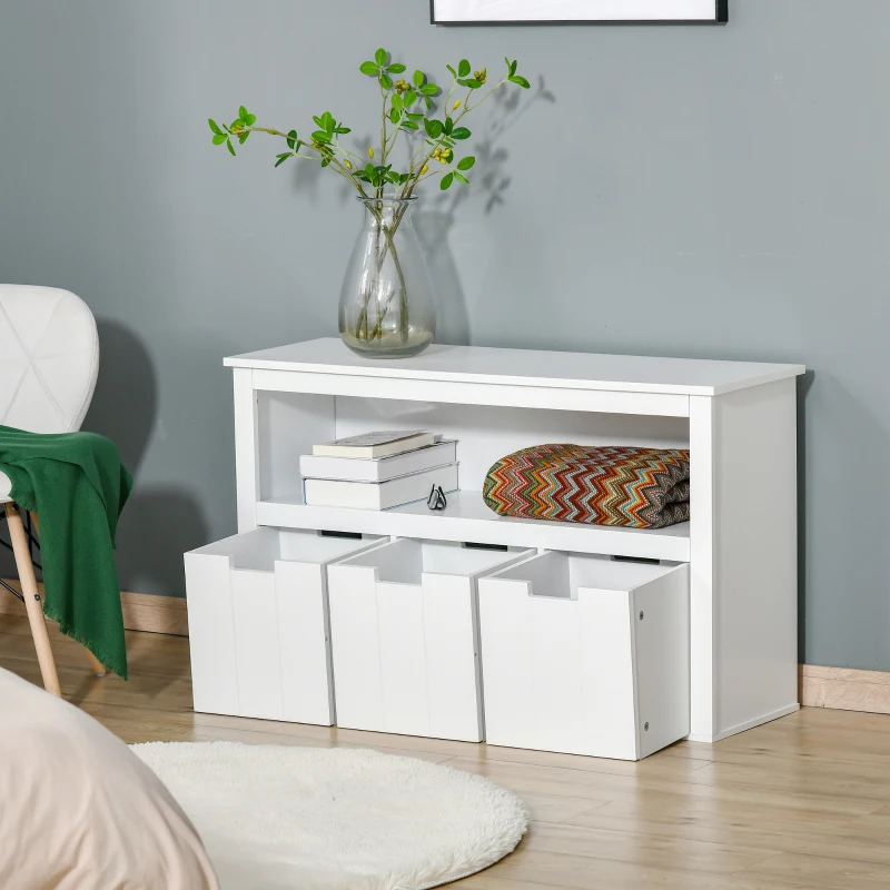 HOMCOM Storage Cabinet Display Rack Shelving Unit Chest with 3 Drawers for Entryway, Bedroom, Living room, Playroom, White