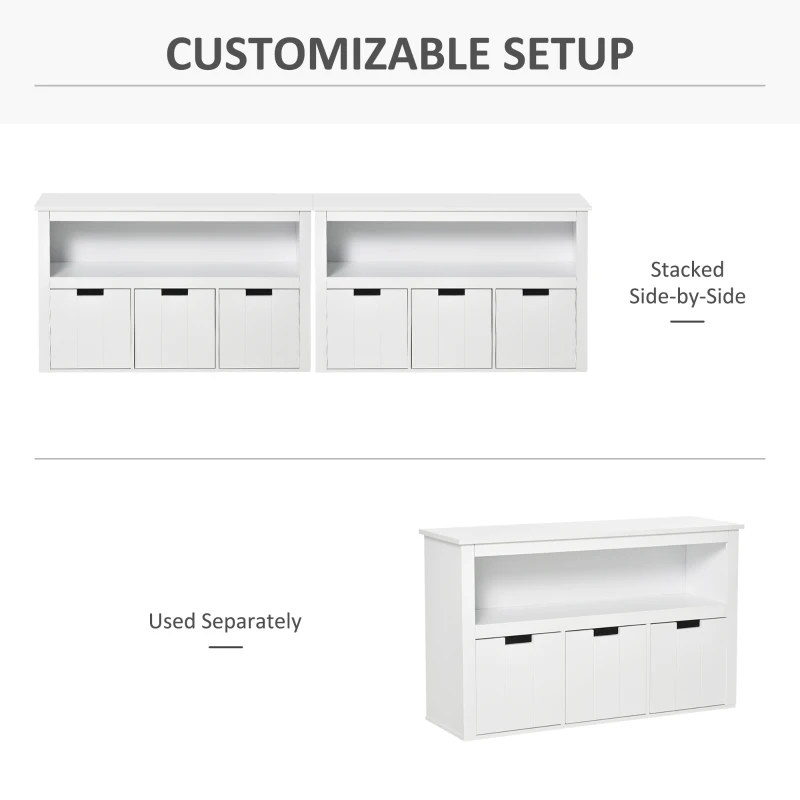 HOMCOM Storage Cabinet Display Rack Shelving Unit Chest with 3 Drawers for Entryway, Bedroom, Living room, Playroom, White