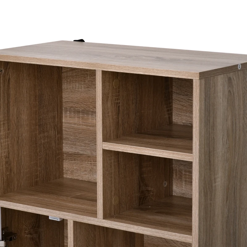 HOMCOM Freestanding Storage Cabinet w/ Wood Legs 5 Compartments Cupboard Home Office Organisation Stylish Bedroom Hallway Furniture 60L x 30W x 121H cm - White