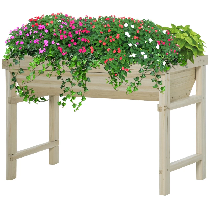 Outsunny Raised Garden Bed, Wooden Elevated Planter Box for Backyard, Patio to Grow Vegetables, Herbs, and Flowers, 108.5cmx60cmx80cm