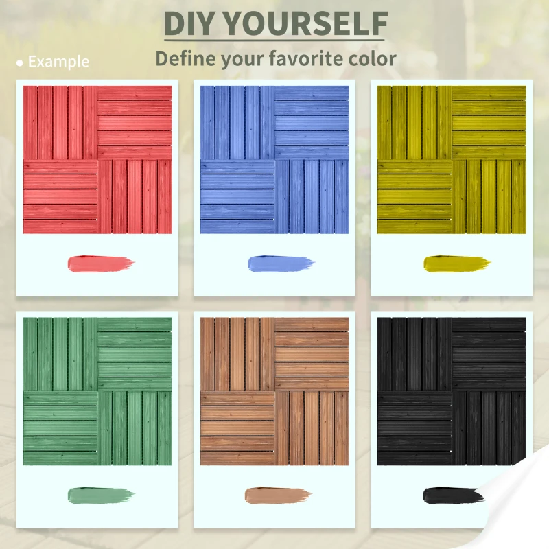 Outsunny 27 Pcs Solid Wood Interlocking Decking Tiles For Patio, Balcony, Roof Terrace, Hot Tub(30 x 30 cm Per Piece)