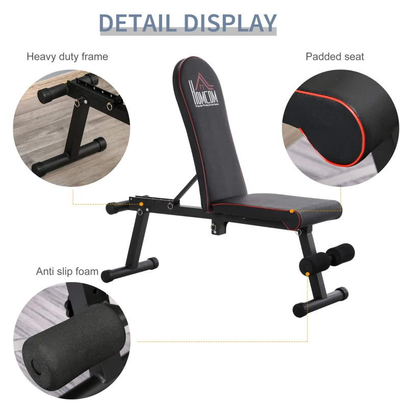 HOMCOM Multifunctional Sit Up Dumbbell Lifting Weight Bench Adjustable Foldable Exercise for Home, Office and Gym, Black(m-7)