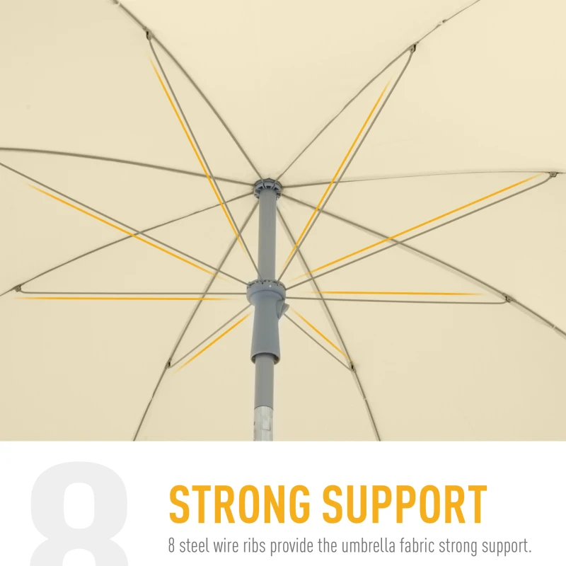 Outsunny 2.2M Tilt Beach Umbrella Sun Parasol Outdoor Shading Garden Shelter Cream White