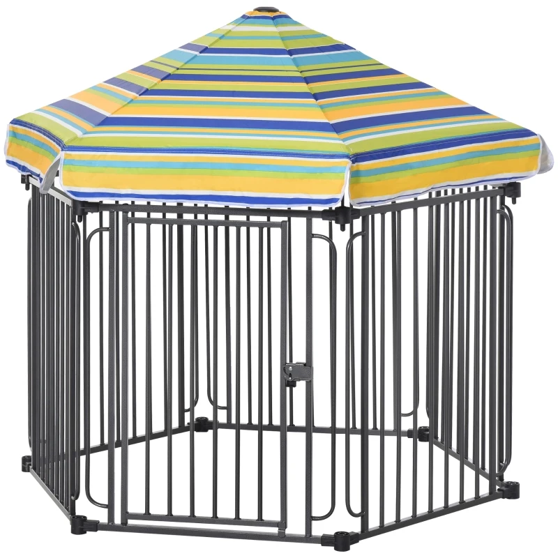 PawHut Heavy-Duty Outdoor Pet Cage Kennel w/ Weather-Resistant Polyester Roof Locking Door Metal Frame 119H x 122L x 105Wcm