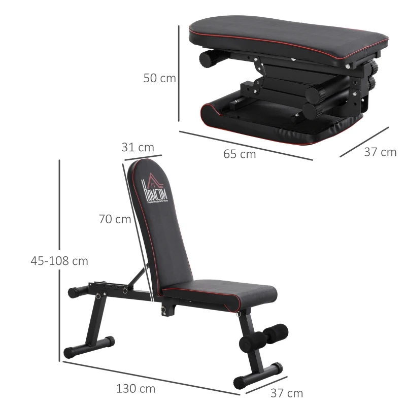 HOMCOM Multifunctional Sit Up Dumbbell Lifting Weight Bench Adjustable Foldable Exercise for Home, Office and Gym, Black(m-3)