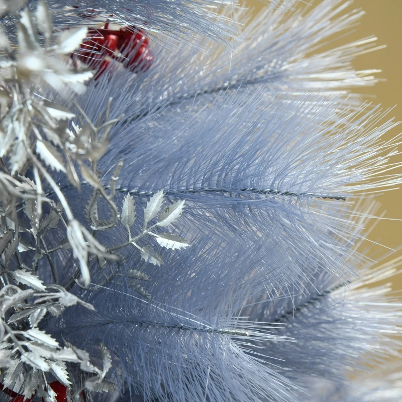 HOMCOM Indoor Christmas Tree Artificial Berry Snow Xmas Decoration with Metal Stand and 222 Tips (5FT(150CM))