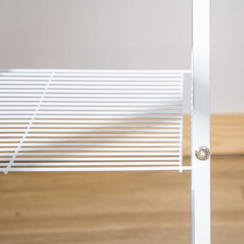 PawHut Large Metal Bird Cage Open Top Aviary for Finch Canaries, Budgies with Handle, Rolling Stand, Slide-out Tray, Storage Shelf, Wood Perch, Food Containers, White