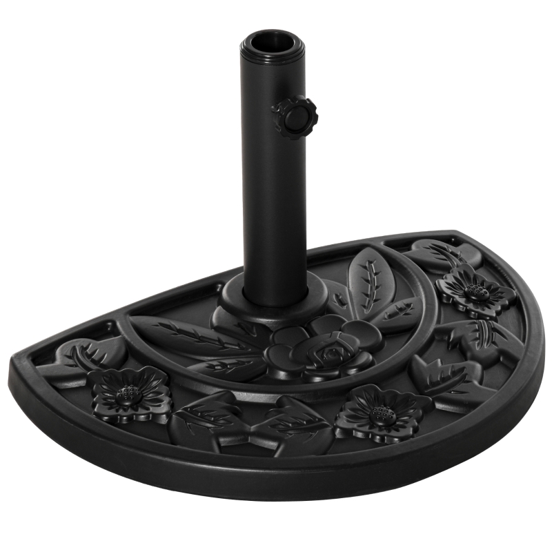 Outsunny 10kg Cement Concrete Half Round Parasol Base Umbrella Stand Garden Outdoor Accessories - Adjustable Coupler Suitable Umbrella Rod: Φ3.5cm, Φ3.8cm, Φ4.8cm