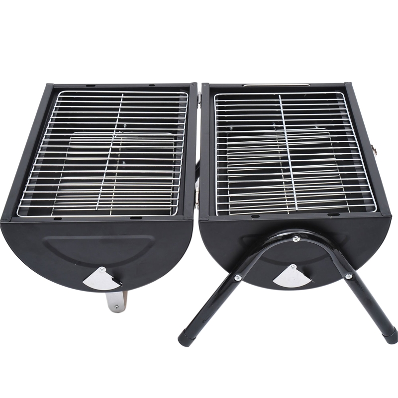 Outsunny Portable Folding Charcoal BBQ Grill Outdoor Tabletop Barbecue Grill Easy to Carry for Garden Camping Picnic Party