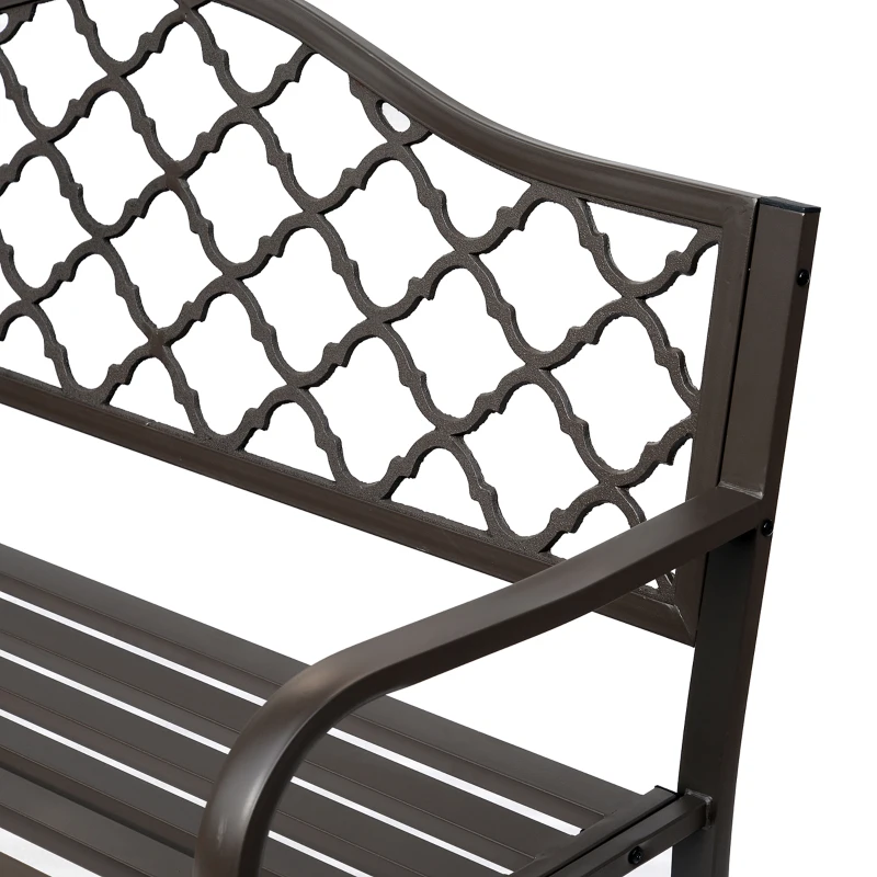 Outsunny  Outdoor Garden Bench Antique Style Cast Iron 2 Seater Patio Porch Park Loveseat Chair Seater - Brown