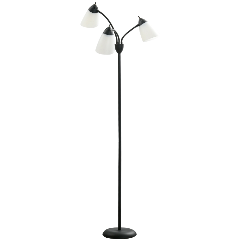 HOMCOM Arc Tree Floor Lamp with 3 Adjustable Rotating Lights, for Bedroom Living Room, Industrial Standing Lamp with Steel Frame, 155cm, Black