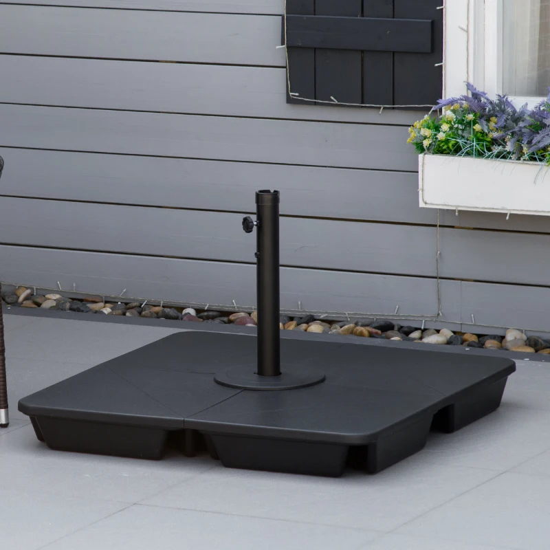 Outsunny Set of 4 Parasol Base Weights, Sand Filled Umbrella Base for Banana Hanging and Cantilever Umbrella Parasol Up to 80kg, Black