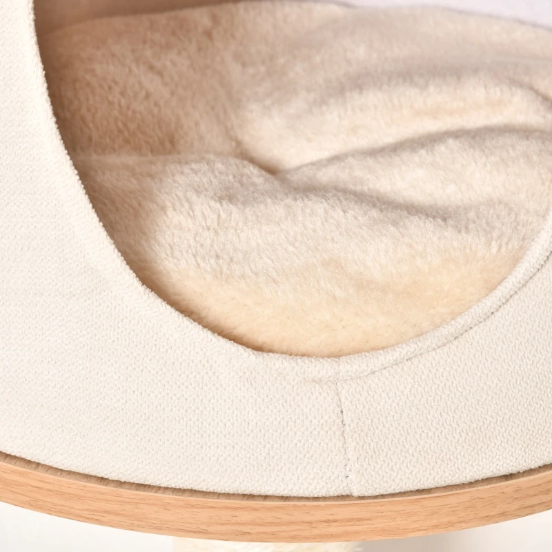 PawHut Cat Tree Wall-Mounted Shelf Shelter Kitten Perch Climber Furniture w/ Condo Bed Scratching Post – Light Brown