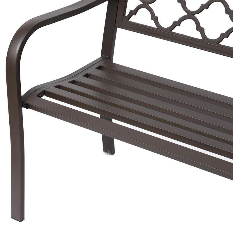 Outsunny  Outdoor Garden Bench Antique Style Cast Iron 2 Seater Patio Porch Park Loveseat Chair Seater - Brown