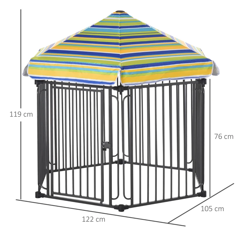 PawHut Heavy-Duty Outdoor Pet Cage Kennel w/ Weather-Resistant Polyester Roof Locking Door Metal Frame 119H x 122L x 105Wcm