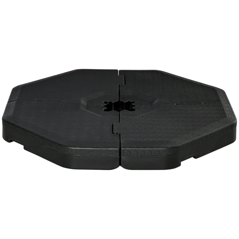 Outsunny Detachable Patio Umbrella Base, Cantilever Parasol Base Stand Outdoor Umbrella Weights, Filled with Sand and Water up to 140KG, Black