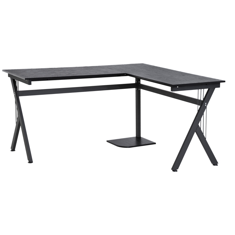 HOMCOM L-Shaped Corner Computer Desk Laptop Workstation PC Table Home Office With CPU Stand Black