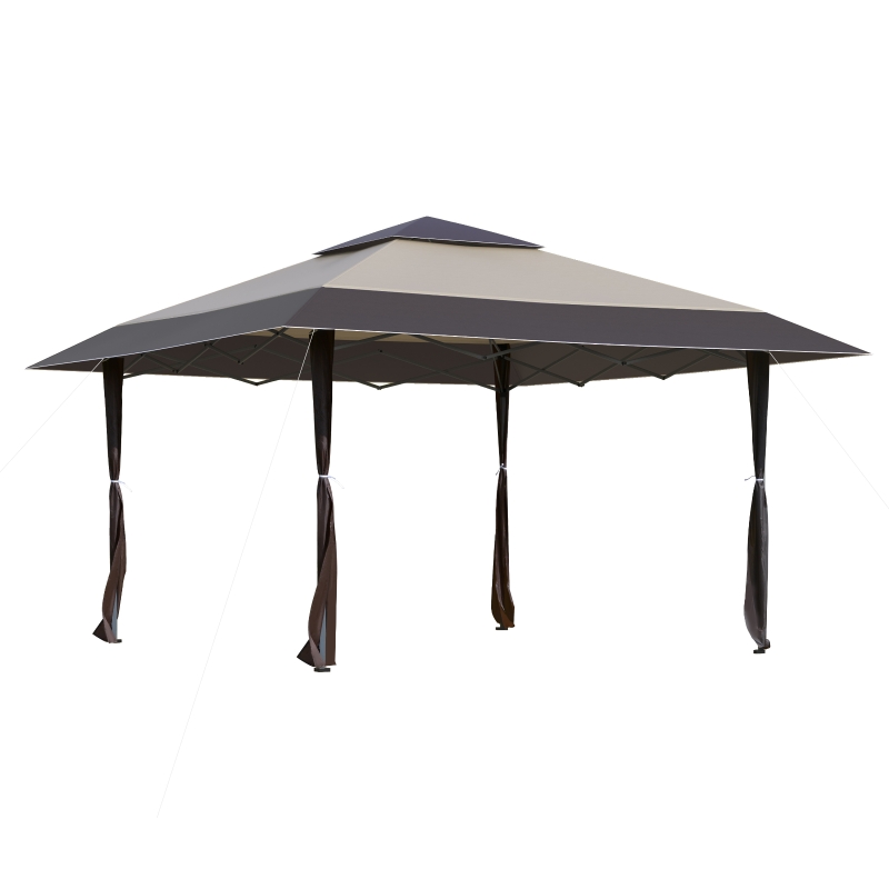 OUTSUNNY 4 x 4m Pop-up Canopy Gazebo Tent with Roller Bag & Adjustable Legs Outdoor Party, Steel Frame, Brown
